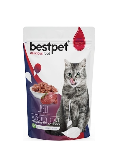 Bestpet Biftekli Jelly Pouch Yetişkin Kedi Yaş Maması 85 G