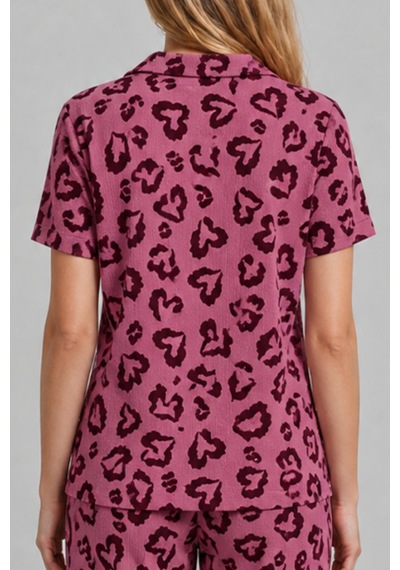 Kadın Kısa Kollu Rahat Mor Pijama Takımı 4734