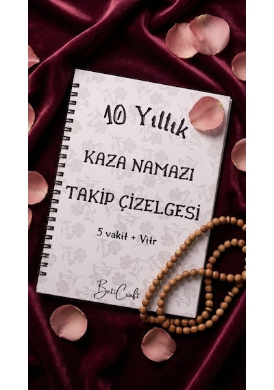 10 Yıllık Kaza Namazı Takip Çizelgesi, İslami Planlayıcı, Namaz Takibi Beyaz