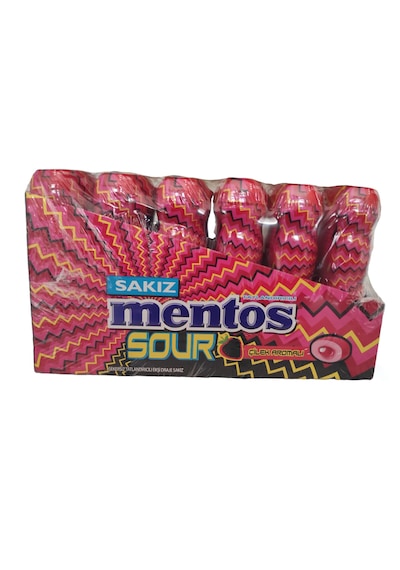 Mentos Sour Çilek Aromalı Draje Sakız 6 x 56 G