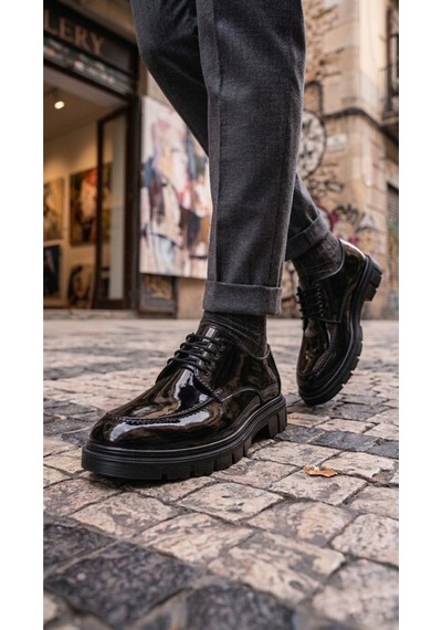 Dmr Elegance Ba0237 Bağcıklı Rugan Klasik Yüksek Taban Casual Erkek Ayakkabı Rekli