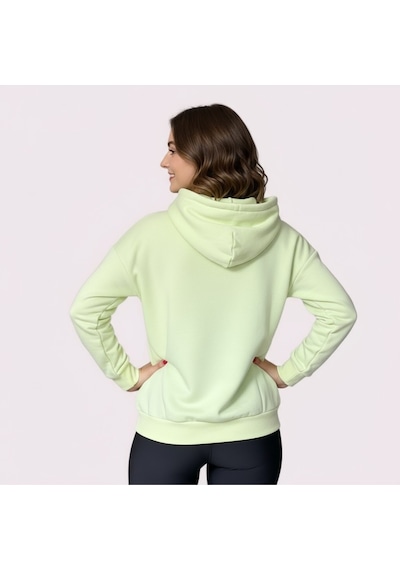 Oversize Kanguru Cepli Kapüşonlu Sweatshirt Uçuk Yeşil