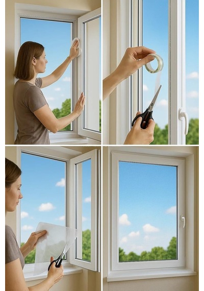 Çift Kanat Pratik Sineklik, 1,25 M X 1.5 M Tül, Kapı &amp Pencere Uyumlu, 5,5 M Yapıştırma Bantlı 4 Adet