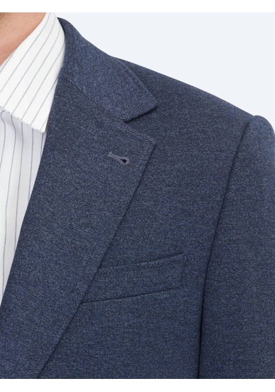 Kip Mavi Çizgili Modern Fit Örme Ceket Mavi
