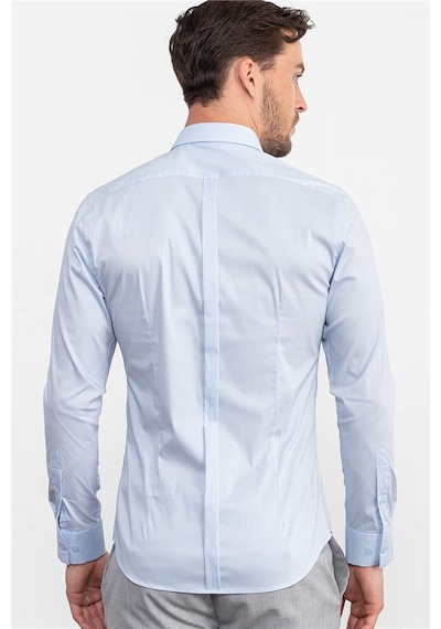 Tudors Süper Slim Fit Dar Kesim Erkek Gömlek-15232 Mavi