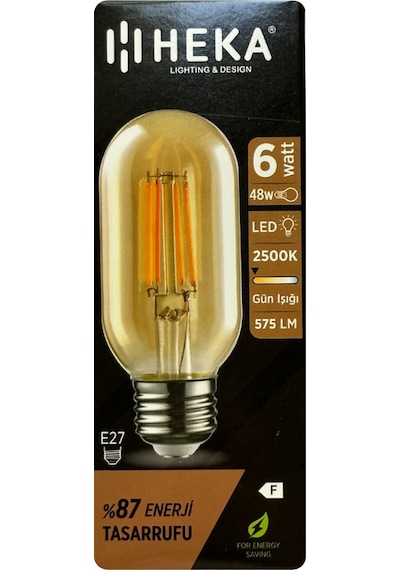 3 Adet Heka 6w 48w 2500k Günışığı E27 Duylu Kalın Duy Şeffaf Led Ampul