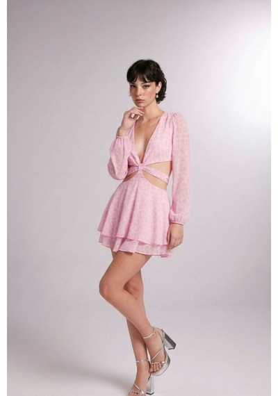 Holly Lolly Fermuarlı Bluz Kısmı Lastikli Pinky Elbise Pembe