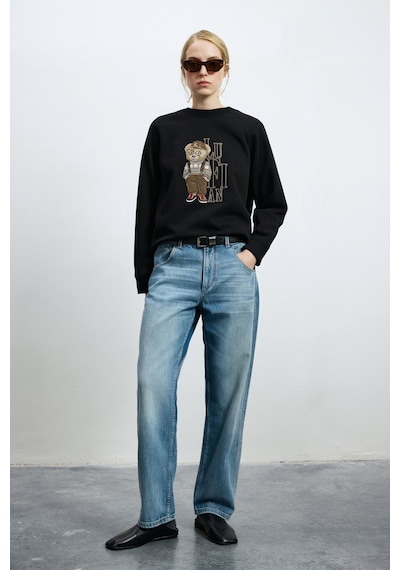 Lufian Diamond Kadın Örme Sweatshirt 122030034 Siyah