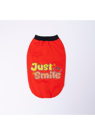 Red-kırmızı Just Smile Tişört Kedi Köpek Tişörtü-kedi Köpek Kıyafeti