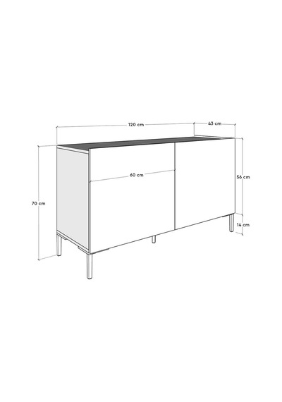 Roma 2 Kapaklı Modüler Tv Ünitesi - Açık Ceviz Tori 120x70x43 Cm Gxyxd