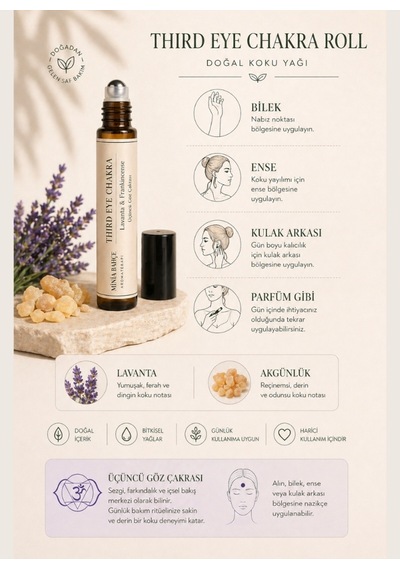 Üçüncü Göz Çakra Roll - %100 Doğal Lavanta & Frankincense Yağı 10 Ml