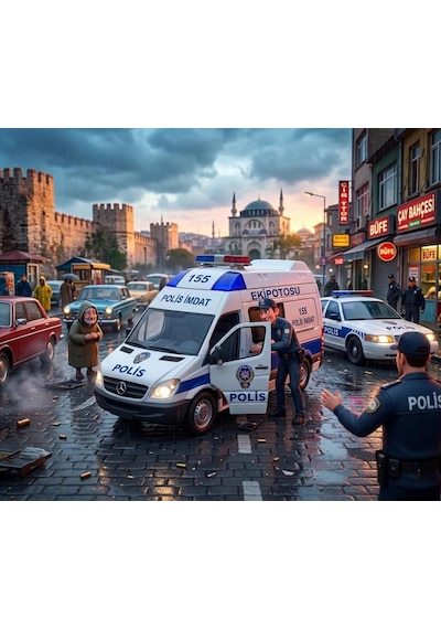 Işıklı Sesli Pilli Çek-bırak Mekanizmalı Metal Açılabilir Kapılı Polis Tasarımlı Oyuncak Araba Çok Renkli