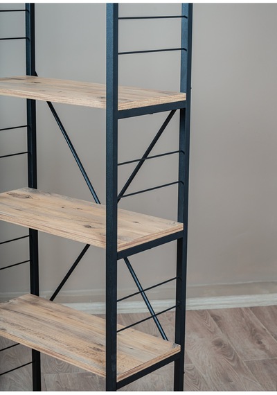Modern 5 Katlı Kitaplık Ahşap Metal Raf Ünitesi Dekoratif Dar Ofis Salon 60x155x30 Cm Siyah Modern 5 Katlı Kitaplık Ahşap Metal Raf Ünitesi Dekoratif Dar Ofis Salon 60x155x30 Cm Siyah