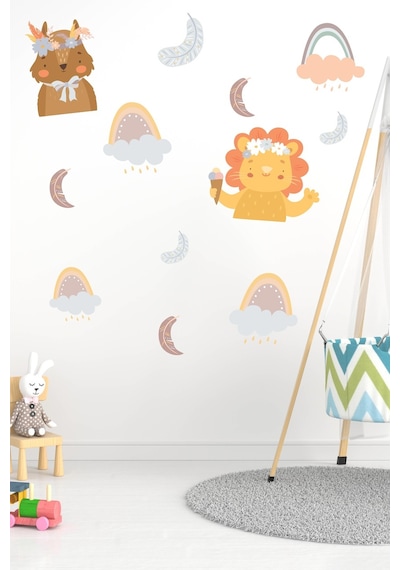MSticker Sevimli Hayvanlar Gökkuşakları,yapraklar Çocuk Bebek Odası Sticker