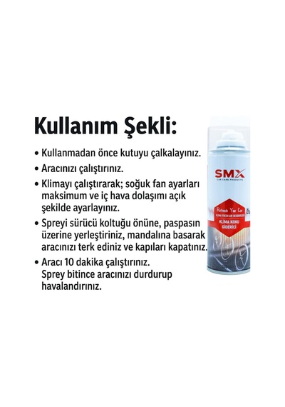 Klima Temizleyici Ve Koku Giderici Sprey 200 Ml Yeni Araç Kokusu Standart