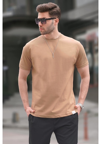 Madmext Vizon Regular Fit Basic Erkek Tişört 6131 Vizon