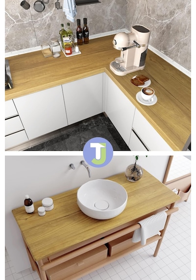 Technojet Kendinden Yapışkanlı Ahşap Görünümlü Mutfak Banyo Tezgah Duvar Dolap Masa Kaplama 60x100cm 001