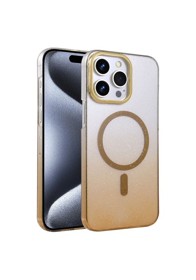 Apple iPhone Uyumlu  14 Pro Max Uyumlu Glossy Magsafe Kapak - Çöl Titanyum
