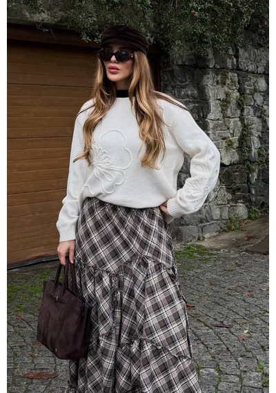 Laluvia Krem Süzeneli Kazak - 251085 Krem