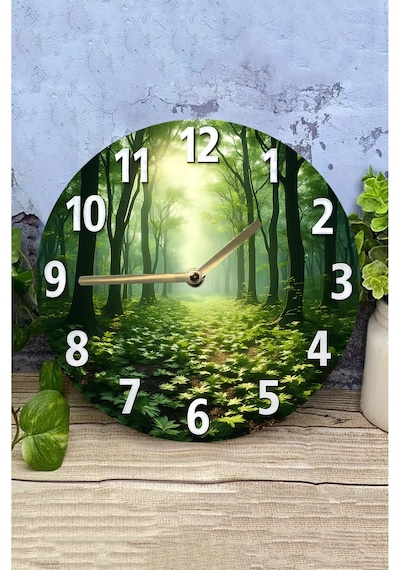 Forest Path Orman Temalı Mdf Duvar Saati Doğal Huzur Ve Sessiz Mekanizma, Kuvars Sdw224 Renkli