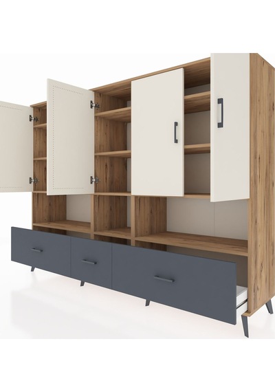 Hyperion Dolap 12 Raflı 3 Çekmeceli 5 Kapaklı 220x44x163 Çam-ayta Çam-aytaşı/antrasit Hyperion Dolap 12 Raflı 3 Çekmeceli 5 Kapaklı 220x44x163 Çam-ayta Çam-aytaşı/antrasit