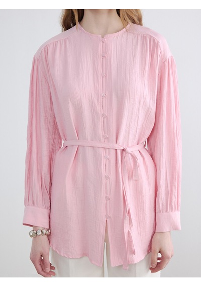 Lcw Modest Pembe Krinkle Kadın Gömlek Tunik