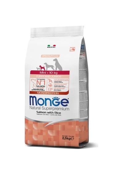 Monge Mini Puppy Junior Tek Proteinli Somonlu Pirinçli Yavru Köpek Maması 2,5 Kg