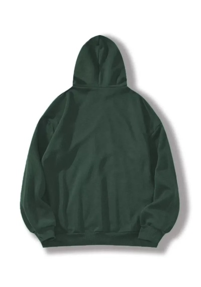 Suma Erkek Düz Kapüşonlu Sweat Koyu Yeşil M Beden