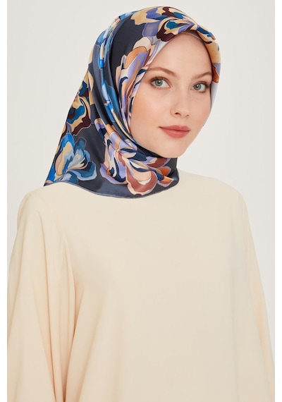 Armine İpek Eşarp 2025 Kış - 9234-34 Twill - Metalik Gri