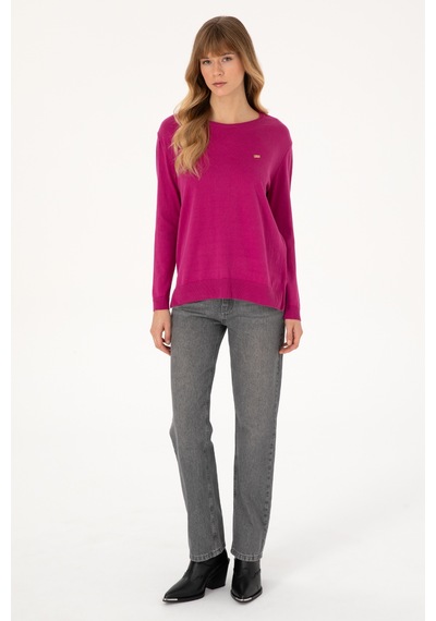 U.S. Polo Assn. Kadın Pembe Bisiklet Yaka Basic Kazak 50313579-VR252 U.S. Polo Assn. Kadın Pembe Bisiklet Yaka Basic Kazak 50313579-VR252