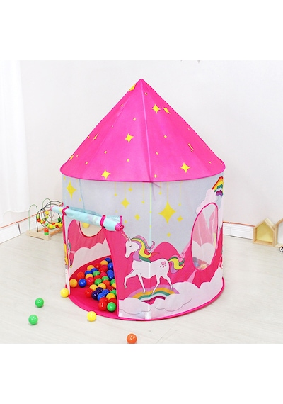 Unicorn Çocuk Oyun Çadırı, 3'ü Bir Arada, Top Havuzu, Oyun Çadırı, Oyun Tüneli - Top Havuzlu Çadır Açık Pembe