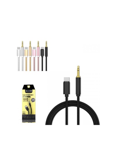Type-C To 3.5 Mm Konektör Örgülü Aux Ses Kablosu 1 Metre Pl-8858