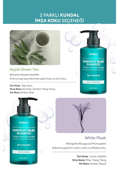 Kepek Karşıtı Bakım Şampuanı %68.5 Daha Az Kepek Kundal Dandruff Shampoo 500ml Apple Green Tea