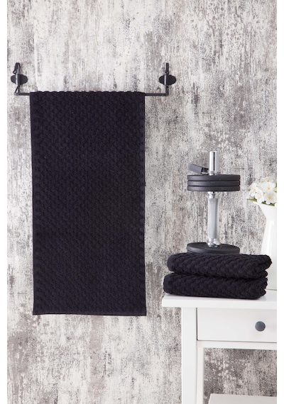 30x90 CM Siyah Kare Desen Spor Havlusu Vtx0029