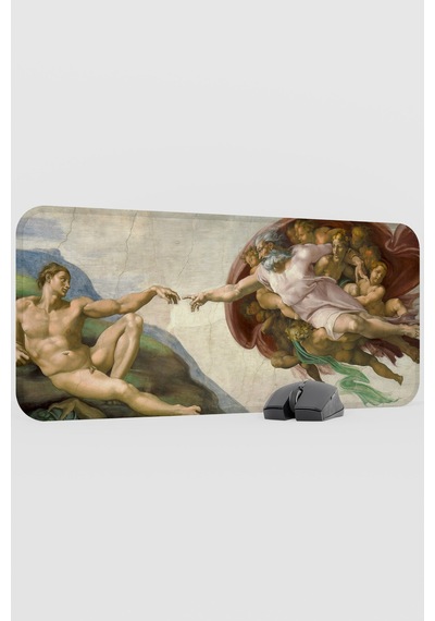 Ademin Yaratılışı Tablo Michelangelo V3 70x30 Xl Gaming Kauçuk Kaymaz Taban Mouse Pad Fare Altlığı