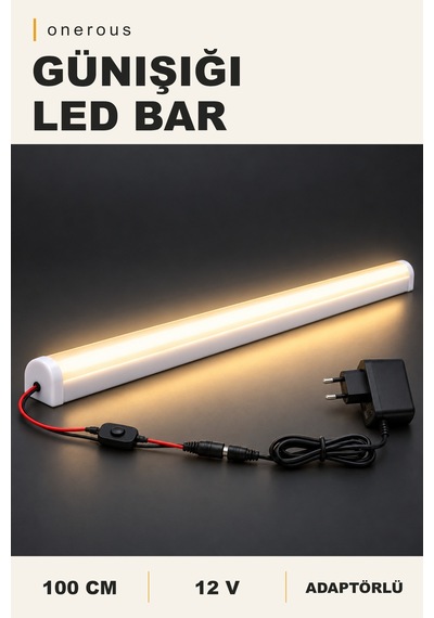 Onerous 100 Cm 12v Günışığı Led Bar, Anahtarlı, Adaptörlü Sarı