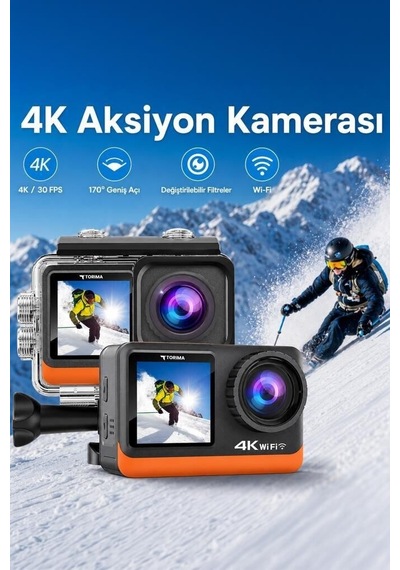 Premium Aksiyon Kamerası Ultra Hd Wifi 4k Ac03 Siyah Sosyal Medya Vlog Anı