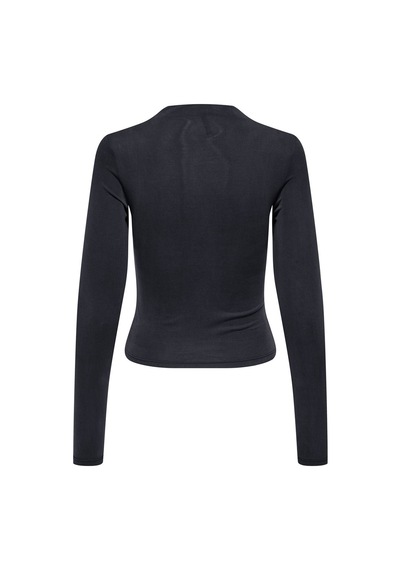 Only Onlhannah L/s Ruchıng Top Jrs Kadın Siyah T-shirt - 15363623