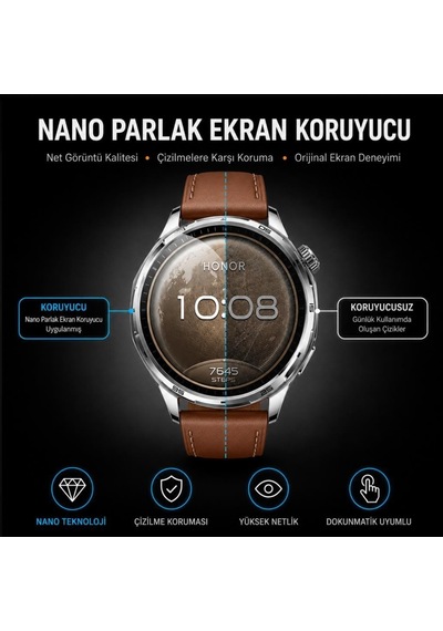 Honor Watch 6 İle Uyumlu Ekran Koruyucu Nano Parlak Çizilmeye Dayanıklı Akıllı Saat Koruması, 9h Kırılmaz Esnek Cam, Hd Şeffaf 2 Adet Çok Renkli