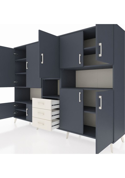 Hyperion Dolap 13 Raflı 3 Çekmeceli 9 Kapaklı 220x44x163 Antrasit Antrasit-antrasit/aytaşı Hyperion Dolap 13 Raflı 3 Çekmeceli 9 Kapaklı 220x44x163 Antrasit Antrasit-antrasit/aytaşı
