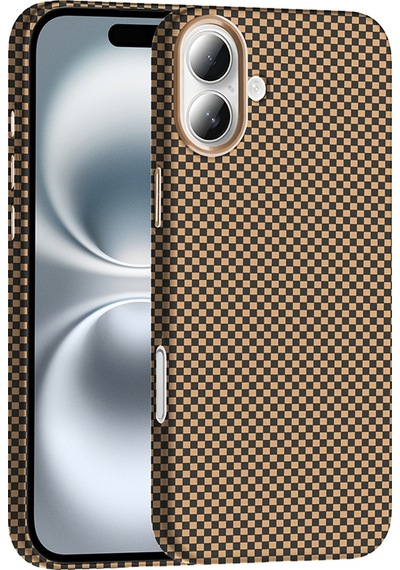 Apple Uyumlu iPhone 16 Plus Kılıf M-safe Şarj Özellikli Karbon Fiber Görünümlü Zore Gros Kapak Desert Titanyum