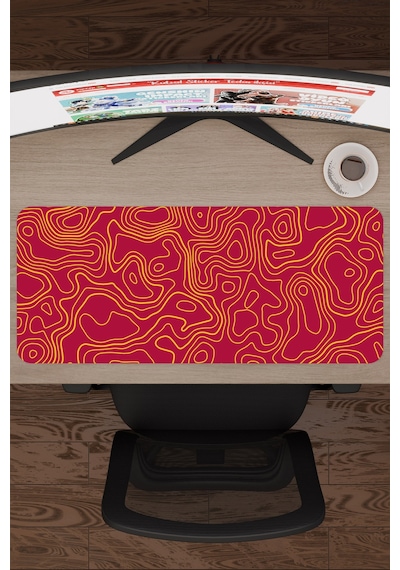 Sarı Kırmızı 70x30 Xl Taraftar Gaming Oyuncu Mouse Pad Kaymaz Taban Büyük Fare Altlığı Topography