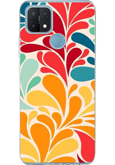 Oppo A15 İle Uyumlu 1mm Slim Fit Retro Renkler 5 Baskılı Şeffaf Kılıf Şeffaf