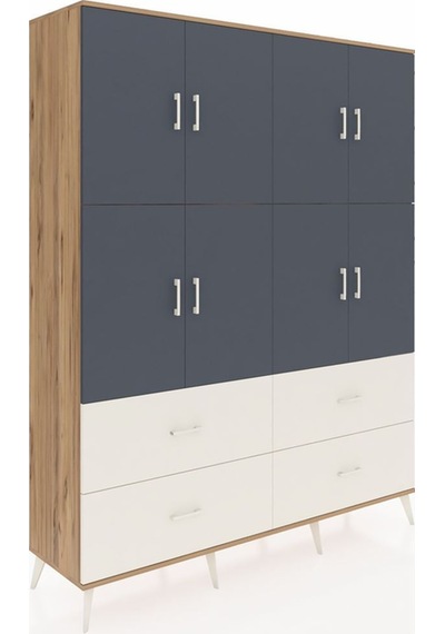 Hyperion Gardrop 8 Raflı 4 Çekmeceli 8 Kapaklı 176x44x221 Çam-antrasit/aytaşı Antrasit/aytaşı Hyperion Gardrop 8 Raflı 4 Çekmeceli 8 Kapaklı 176x44x221 Çam-antrasit/aytaşı Antrasit/aytaşı