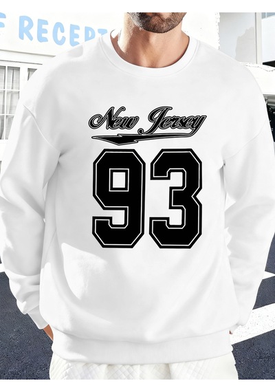 Startmore Startmorenew York Art 93 Mektup Baskı Erkek Moda Kazak Rahat Yumuşak Kazak Polar Spor Sokak Şıklığı So Beyaz