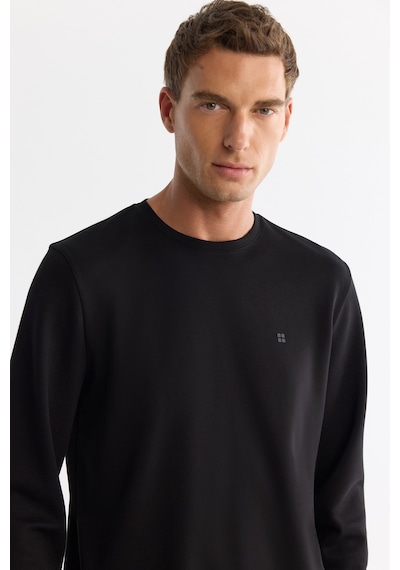 Avva Erkek Siyah Bisiklet Yaka Viskon Karışımlı Basic Regular Fit Sweatshirt A42y1350