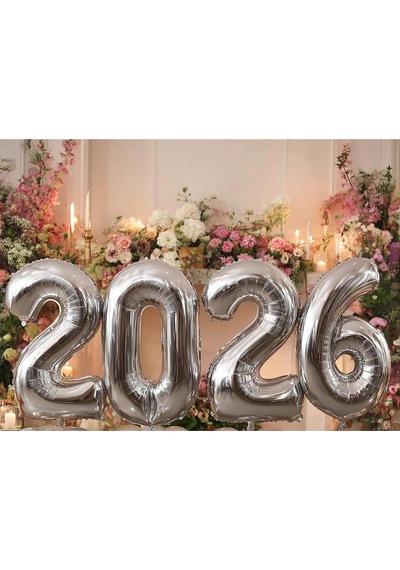 Yılbaşı 2026 Folyo Balon Her Rakam Boyutu 40 Inç 100 Cm Gümüş GÜMÜŞ