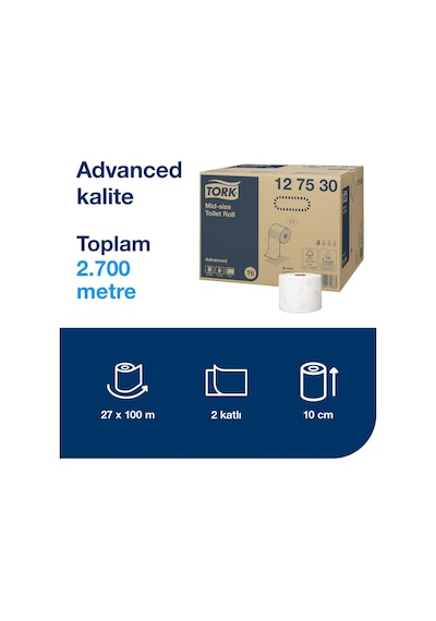 Tork 127530 Rulo Tuvalet Kağıdı 2 Katlı 27 Rulo X 100 Yaprak