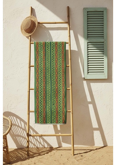 Açık Yeşil Sahara %100 Pamuklu Plaj Havlusu 70x140 Cm Çok Renkli