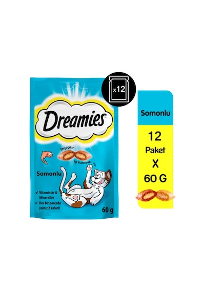 Dreamies Somonlu Kedi Ödül Bisküvisi 12 x 60 G